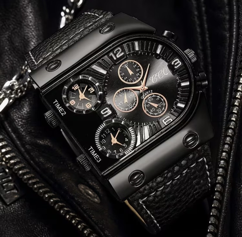 Подарунковий набір для чоловіків наручний годинник браслет кулон та кільце чорний Київ - фото 5