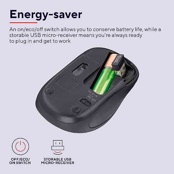 Мышь Trust Yvi FX черная беспроводная USB 2.4GHz оптическая 800/1600 DPI компактная с подсветкой для ноутбука Киев