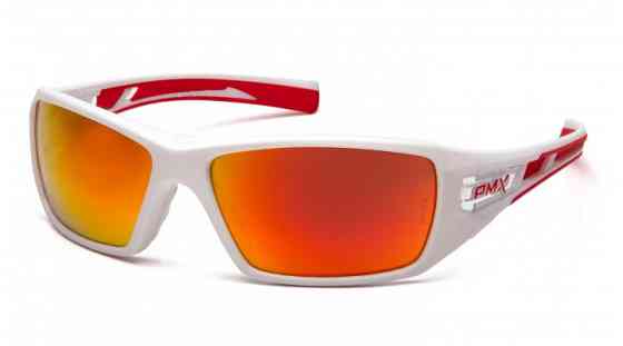 Окуляри захисні Pyramex Velar White (sky red mirror) дзеркальні червоні в білій оправі Запоріжжя