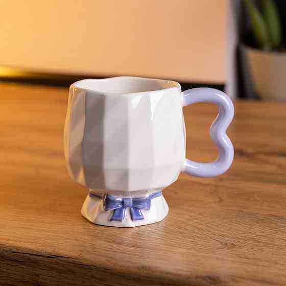 Чашка порцелянова на ніжці 400 (мл) оригінальна кружка на подарунок чашка для чаю та кави Бузковий FM-39A Коломия