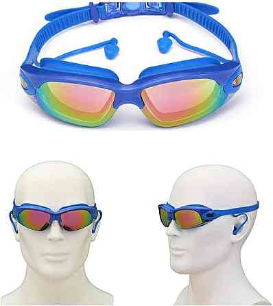 Синие очки для плавания с берушами и защитой от УФ Киев