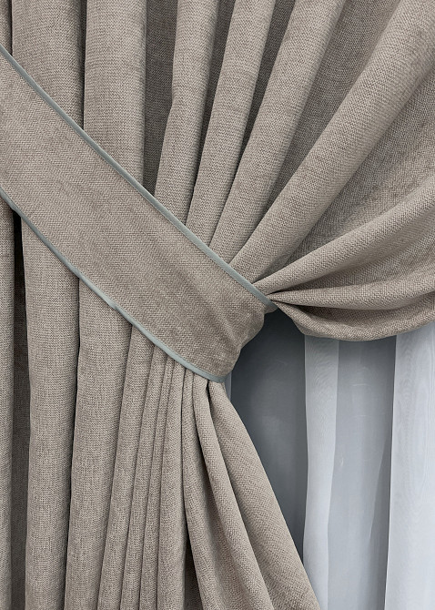 Комплект готовых штор VR-Textil Шенилл премиум VELMIRA Rich № 1929ш Тауп 150х290 см 2 шт (33-0995) Киев - изображение 5