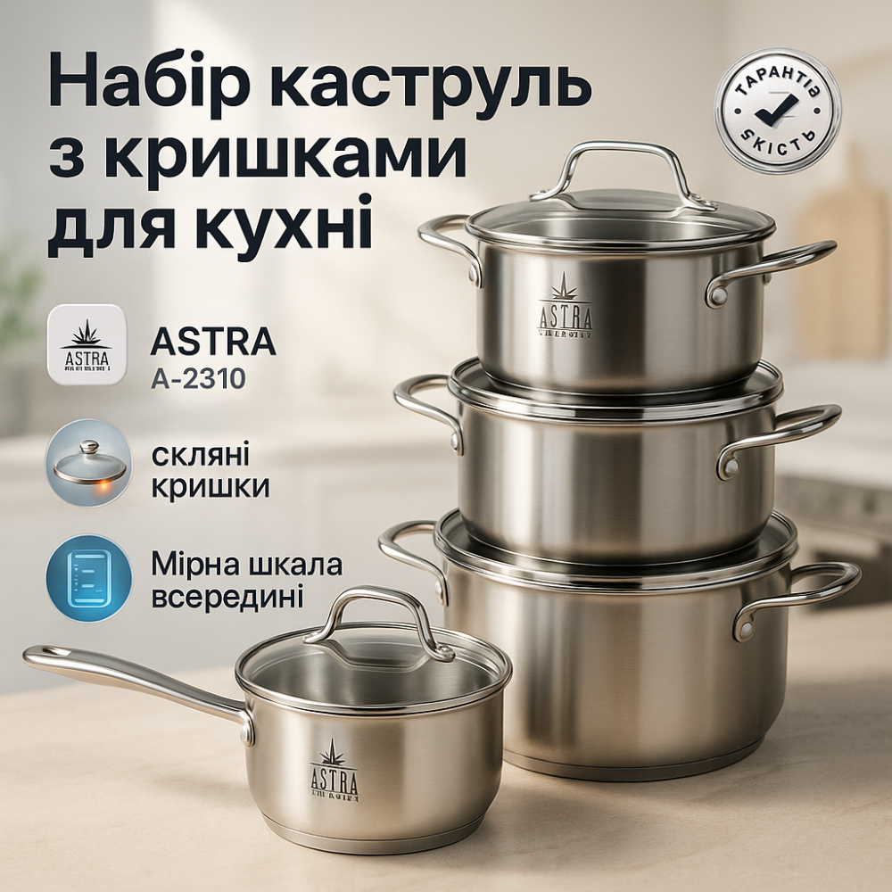 Набор кастрюль с антипригарным дном 10 предметов ASTRA A-2310, Набор кастрюль для плит LY-74 Львов - изображение 13