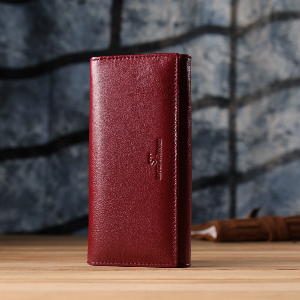 Елегантний гаманець у два складення з натуральної шкіри ST Leather 23065 Бордовий Київ - фото 10