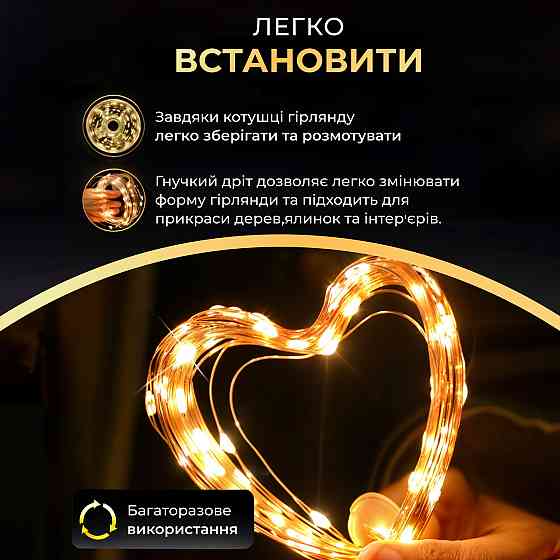 Гірлянда роса 10 метрів USB на 100 led світлодіодів крапля на зеленому дроті USB100L10MGY Коломия