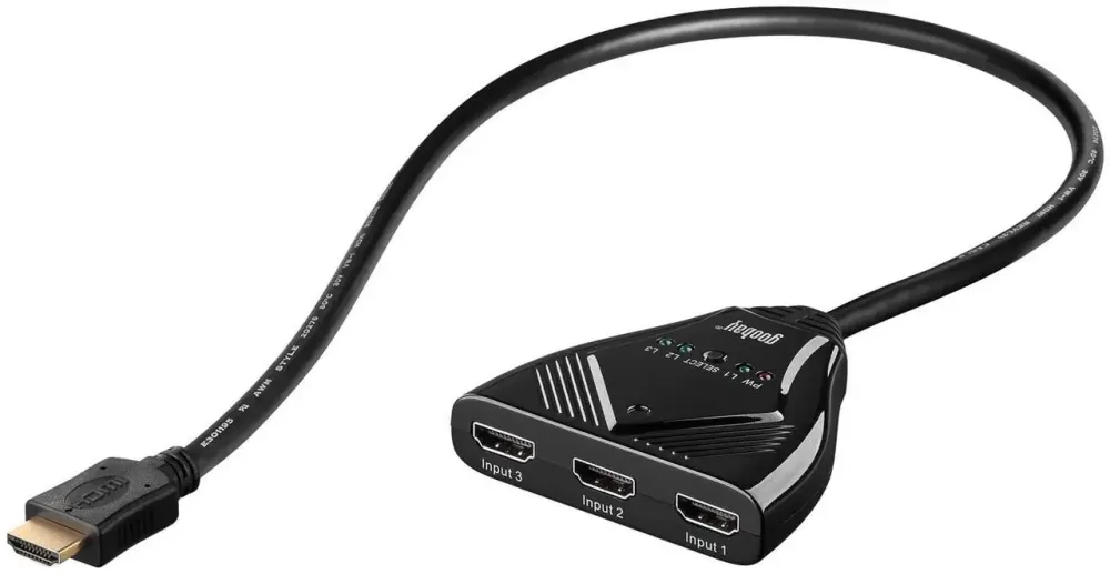 Перемикач HDMI Goobay 60819-GB для виходу 3-в-1 Луцьк - фото 1