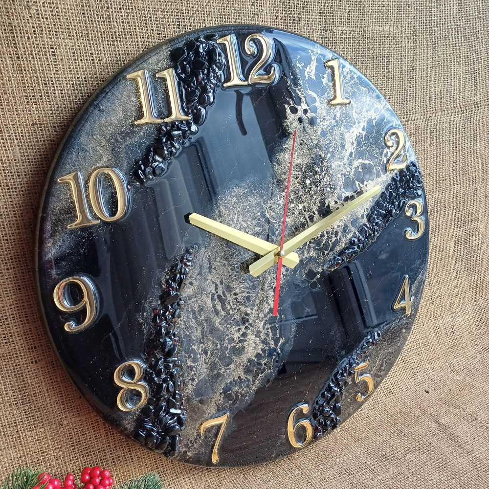 Часы настенные 40 см из эпоксидной смолы ручной работы Днепр - изображение 2