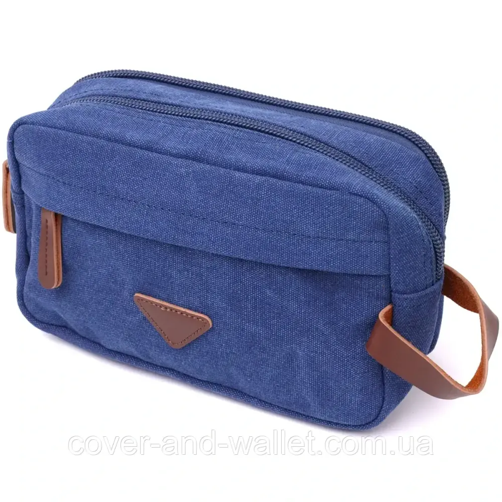 Барсетка для мужчин на два отделения из качественного текстиля синего цвета PUOS Киев - изображение 1