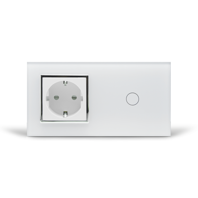 LIVOLO Сенсорний вимикач 1 сенсор 1 розетка Livolo білий хром скло (VL-C701/C7C1EU-11C) Коломия - фото 1