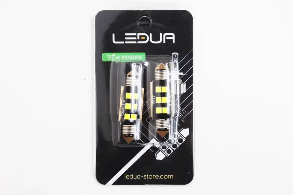 Лампа диодная 12В салона 41мм  6-SMD 3030 CAN с радиатором LED (2 шт.) Винница - изображение 2