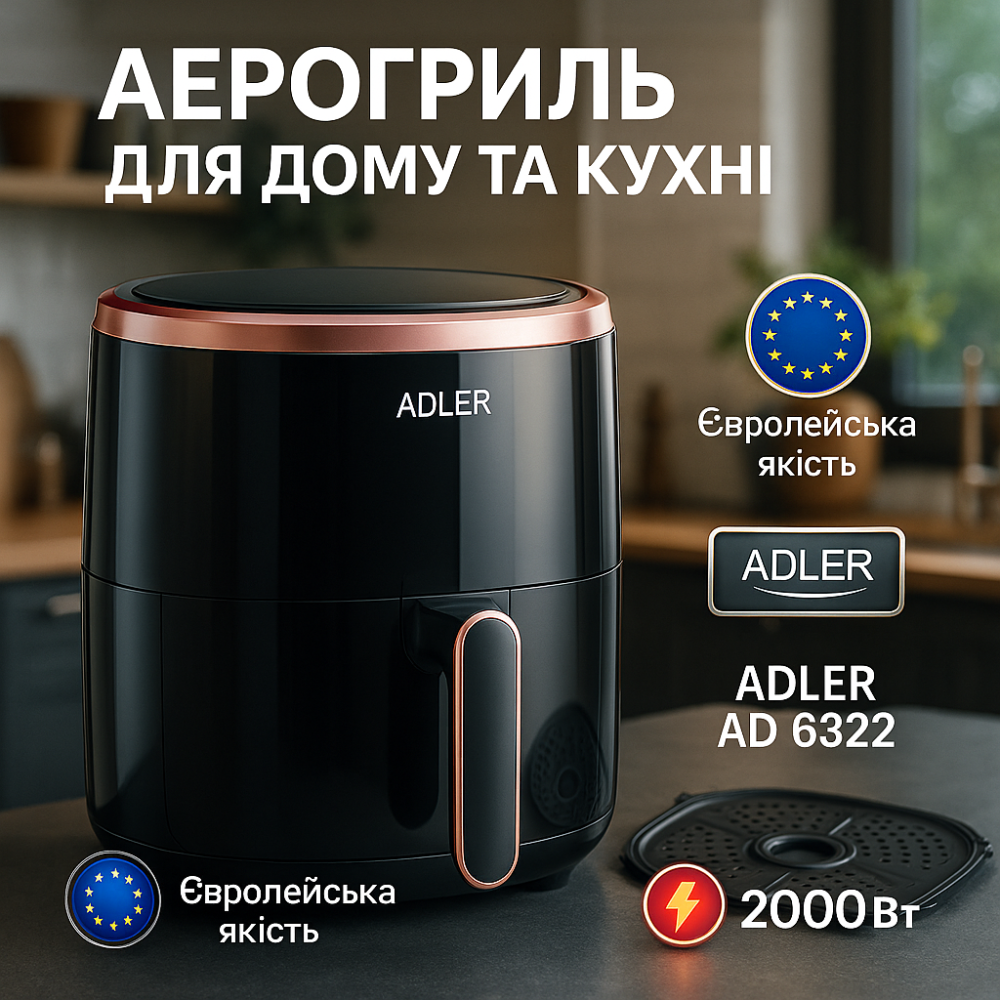 Електричний аерогриль для дому без олії Adler AD 6322 5Л 2000Вт, Мультипіч з функцією гриля ZS-10 Львів - фото 15