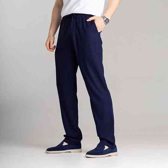 Чоловічі лляні штани вільного крою темно сині Pobedov Chill Київ