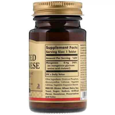 Мінерали Solgar Марганець, Chelated Manganese, 100 таблеток (SOL-00720) Вінниця