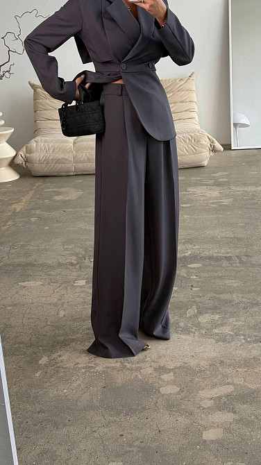 Жіночий стильний костюм для штанів: піджак і штани костюмка Графіт, 50/52 Одеса - фото 3