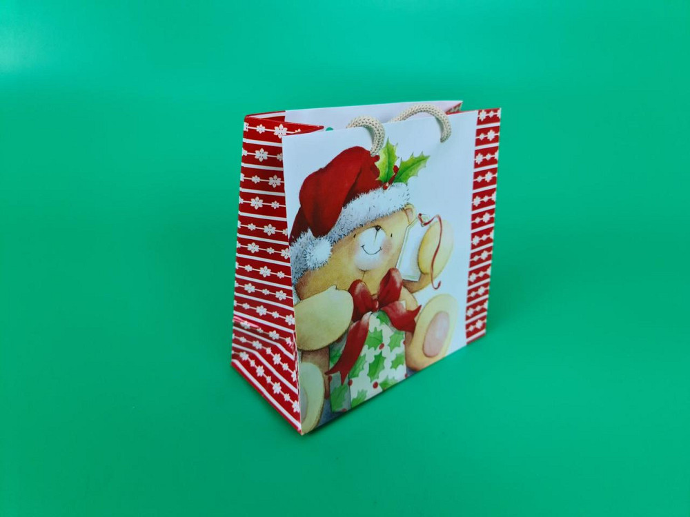 Новогодние, бумажные ,подарочные  пакеты с ручкой Чашка 16/16/8-002 (12 шт) Харьков - изображение 1