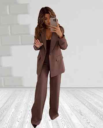 Женский стильный классический костюм двойка, костюмка Бежевий, 46/48 Одесса