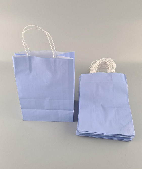 Пакет с ручками бумажный 28*19*11,5  ГОЛУБОЙ (25 шт) Харьков - изображение 2