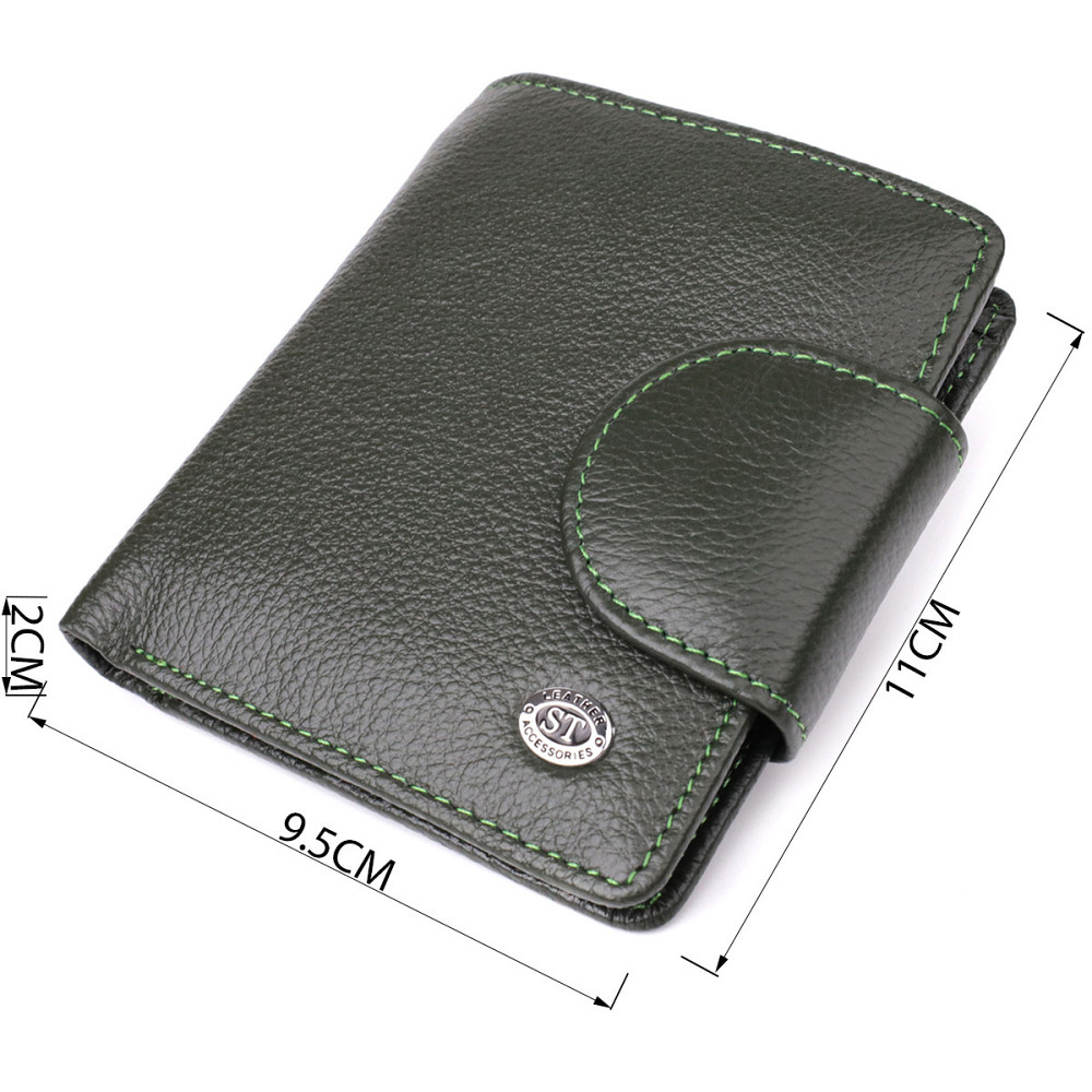 Вертикальний жіночий гаманець з натуральної шкіри Зелений (ST Leather) Київ - фото 7
