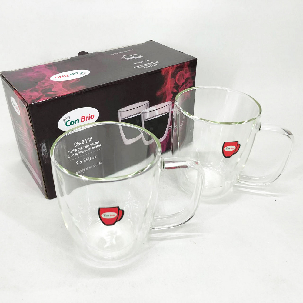 Кружка с двойным дном Con Brio СВ-8435-2, 2шт, 350мл, Кружки стеклянные с двойным дном HI-40 Львов - изображение 4