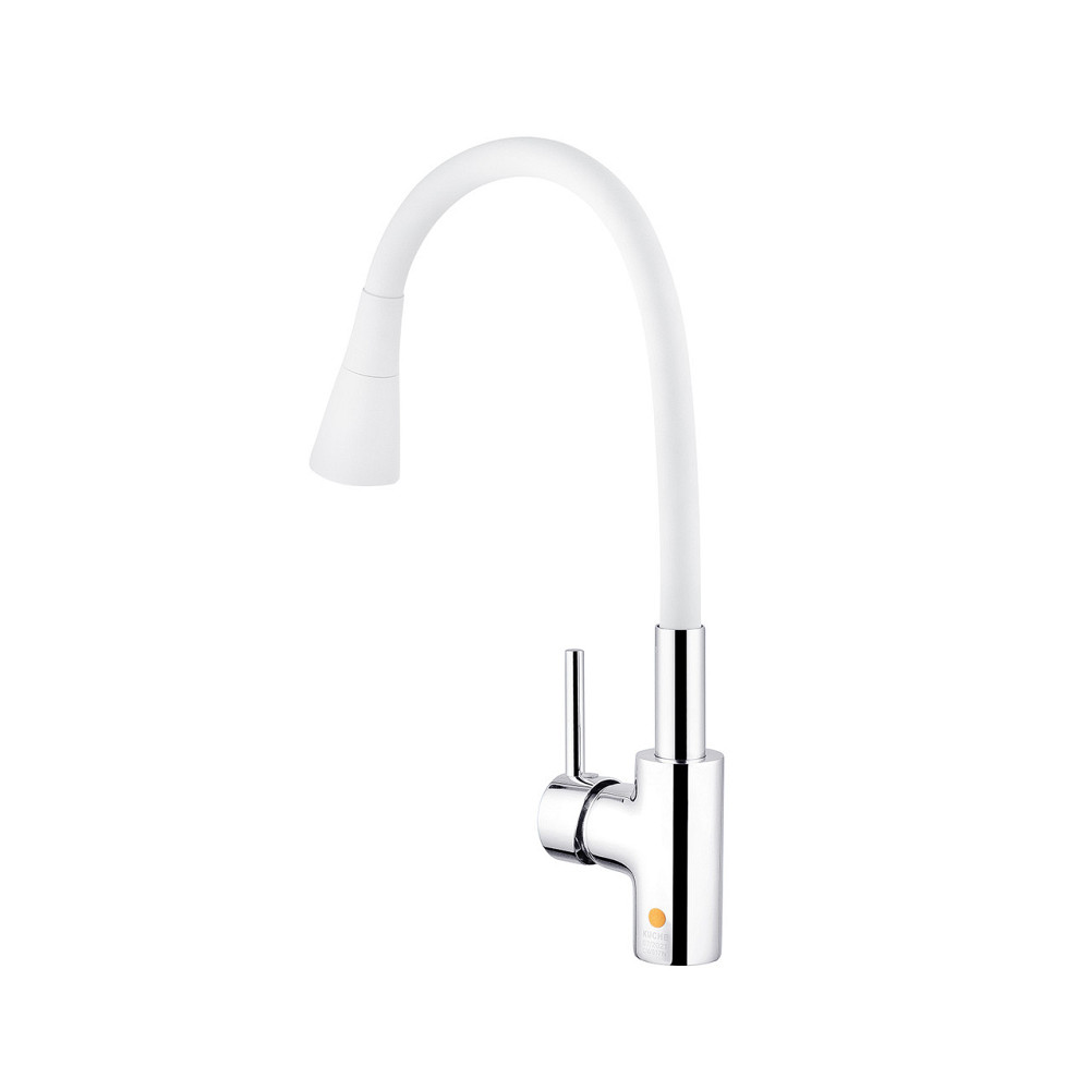 Змішувач для кухні з гнучким виливом Kroner KRP Küche - C031WHI білий/хром Київ - фото 3