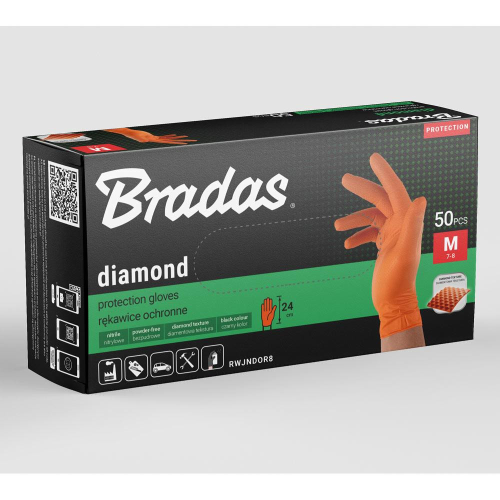 Нітрилові захисні рукавички, DIAMOND, розмір M, 7-8, помаранчеві, RWJNDOR8 Київ - фото 3