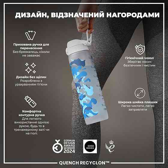 Пляшка для води ION8 1000 мл. BPA Free, Times To Drink, (ЕКО пляшка) BPA Free, Camo Кам'янське