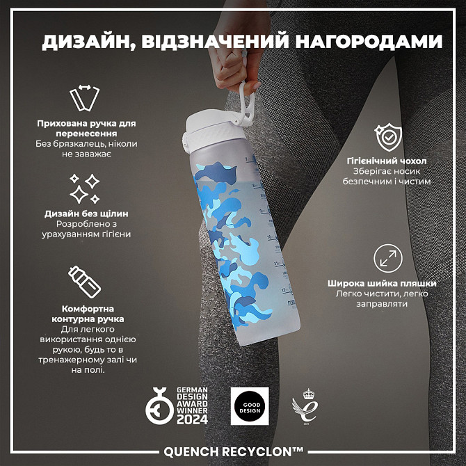 Пляшка для води ION8 1000 мл. BPA Free, Times To Drink, (ЕКО пляшка) BPA Free, Camo Каменское - изображение 4