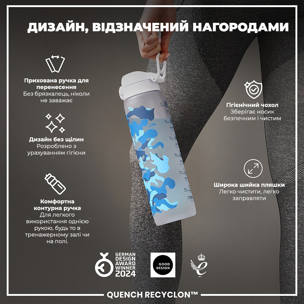 Пляшка для води ION8 1000 мл. BPA Free, Times To Drink, (ЕКО пляшка) BPA Free, Camo Кам'янське - фото 4