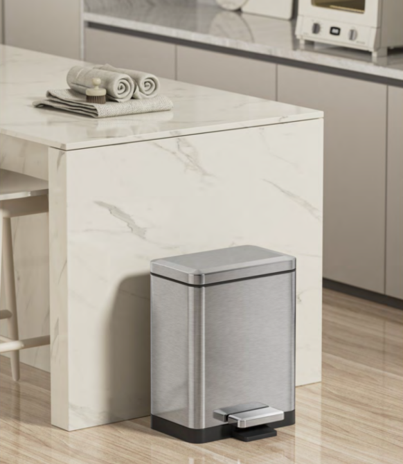 Відро для сміття з плавним закриттям прямокутне Koer TC-010306-02 6 л колір нержавійка (KR5600) Київ - фото 2