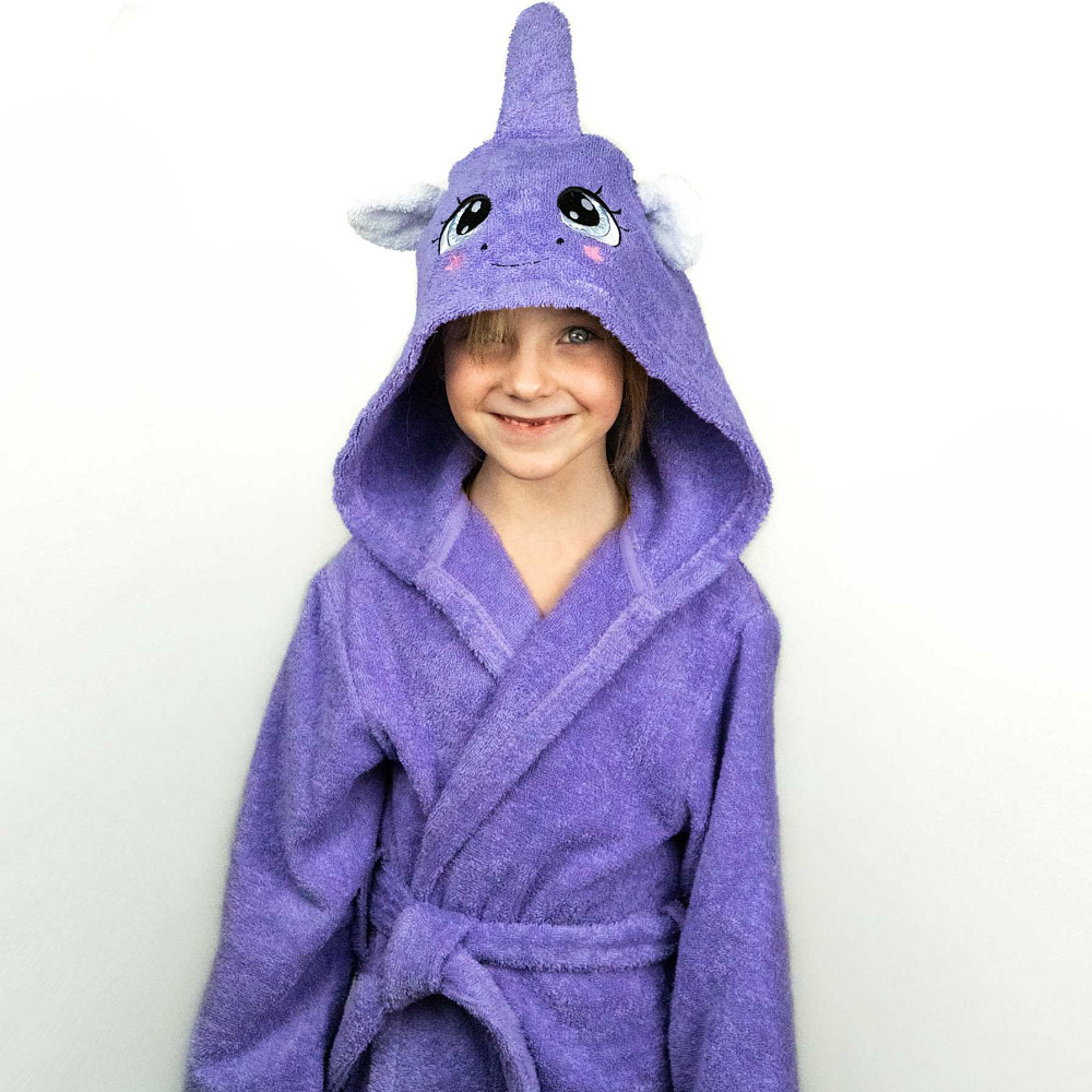 Детский махровый халат с капюшоном Единорог 400г/м2 (Лавандовый) 116-122 см Сумы - изображение 1