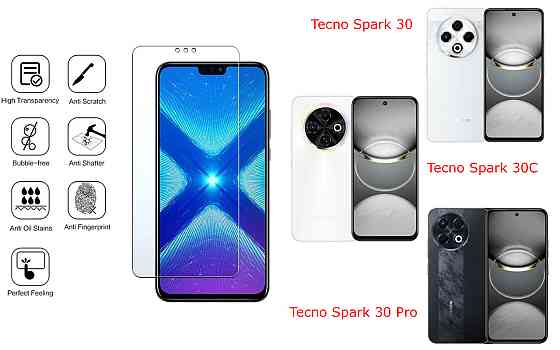 Защитное стекло NeoGlass для Tecno Spark 30 KL6, Spark 30C KL5n, Spark 30 Pro – ультрапрозрачное и устойчивое Киев