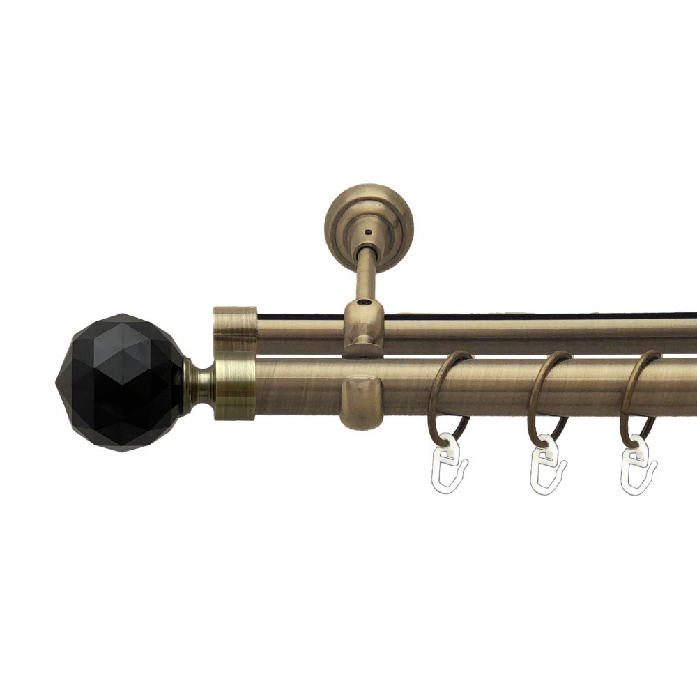 Карниз Orvit Люміера Неро металевий дворядний опозитний гладка \ профільна труба кільце металеве Антик 25\19 мм 160 см Львів - фото 1