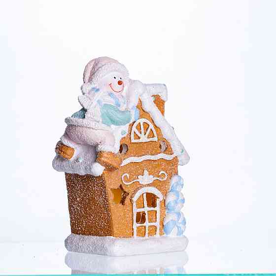 Новогодний домик со снеговиком с подсветкой Киев