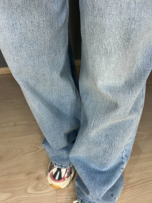 Джинсы женские I8 51896 BAGGY jeans резинка надпись широкие от бедра палаццо, голубой, 25, 25, 66 см Одесса - изображение 5