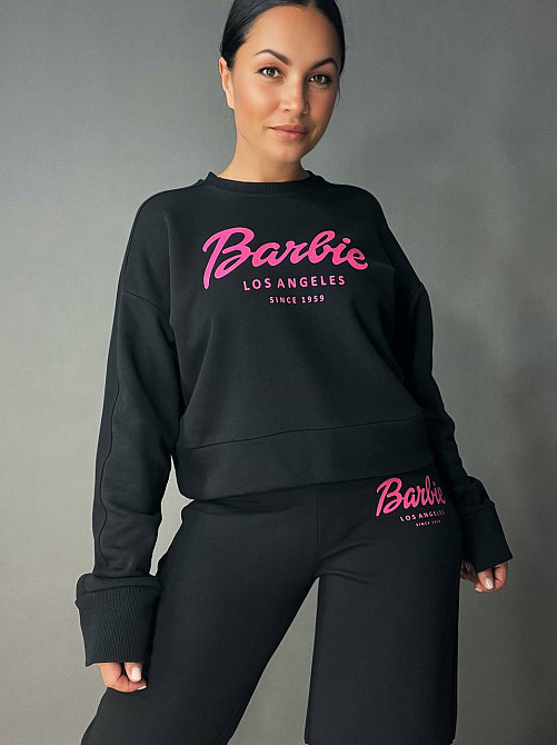 Костюм женский Quzen 485-485 Barbie оверсайз свитшот и брюки палаццо черный, черный, L Киев - изображение 2