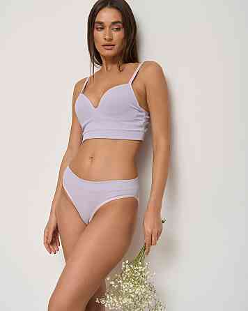 Комплект нижнего белья с топом и трусиками - в рубчик Nicoletta 80318 Молочный, Лиловый, Серый, 80B Киев