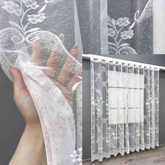 Короткая тюль, жаккард цвет белый 1612т Киев