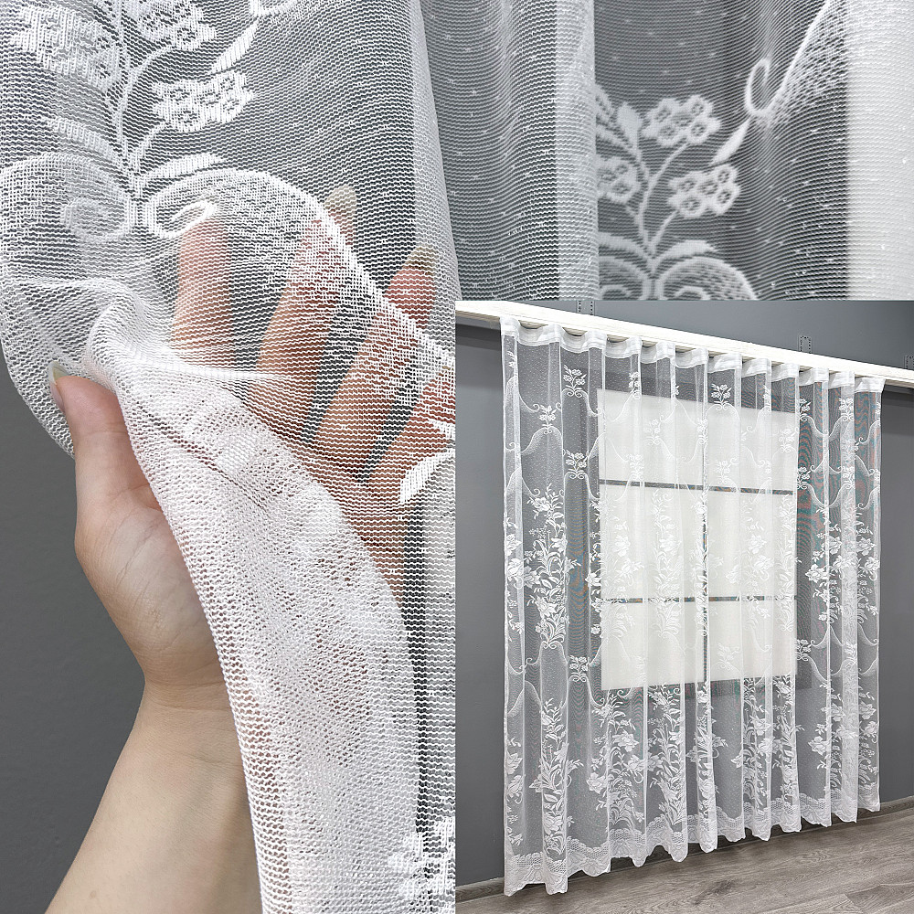 Короткая тюль, жаккард цвет белый 1612т Киев - изображение 1