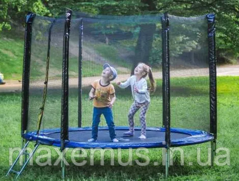 Батут детский Atleto 312 см с защитной сеткой и лестницей батут для детей садовый батут синий Мостиська