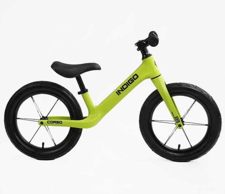 Біговел дитячий нейлонова рама та вилка надувні колеса 14'' Салатовий (D-2215-45) Чернигов - изображение 2