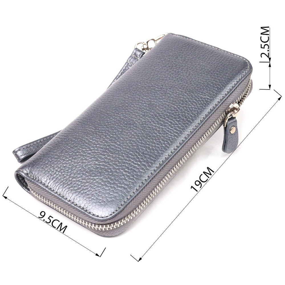 Чудовий гаманець з відливом для жінок із натуральної шкіри флотар Сірий (CANPELLINI) Київ - фото 7