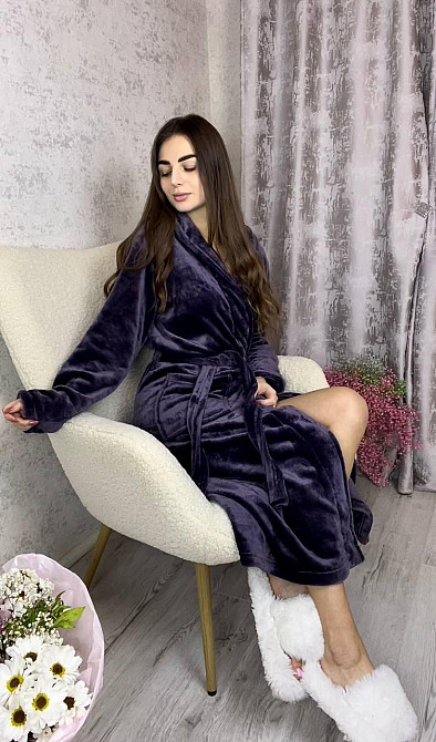 Жіночий махровий халат довгий Харків - фото 5