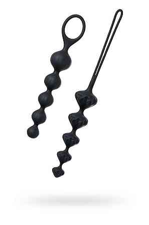 Набор анальных бус Satisfyer Beads Black, силикон, макс. диаметр 3,3 см и 3,5 см Sex Aura Киев