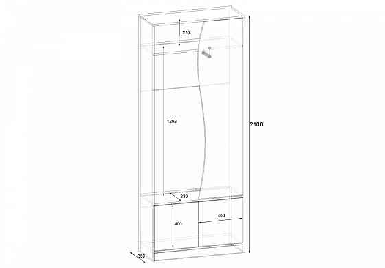 Прихожая ГКШ-3, Венге Магия, 840/350/2100 Львов