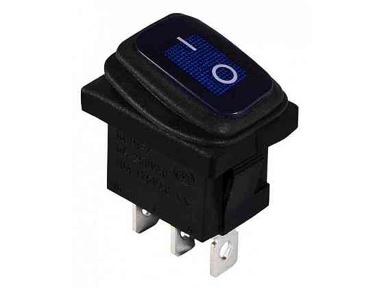 Перемикач 1 клав. вологозах. синій з підсвічуванням KCD1-2-101NW BL/B 220V ТМ АСКО Київ