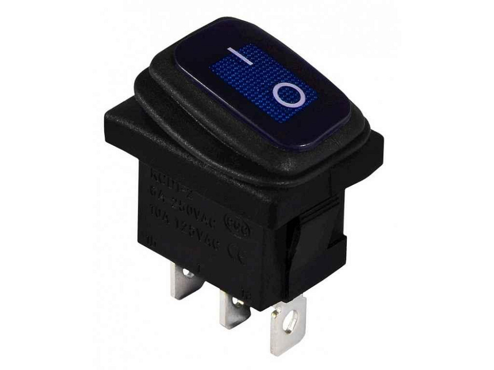 Перемикач 1 клав. вологозах. синій з підсвічуванням KCD1-2-101NW BL/B 220V ТМ АСКО Київ - фото 1