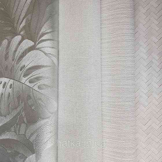 Шпалери метрові вінілові на флізелін Marburg Botanica рослинний принт листя монстери пальми сріблясті Київ