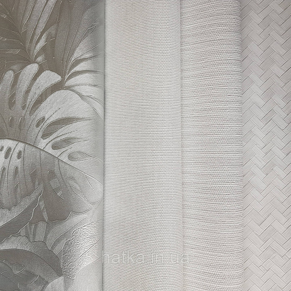 Шпалери метрові вінілові на флізелін Marburg Botanica рослинний принт листя монстери пальми сріблясті Київ - фото 2