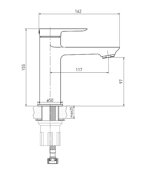 Змішувач для раковини Volle LIBRA cromo 1521.010101 Київ - фото 2