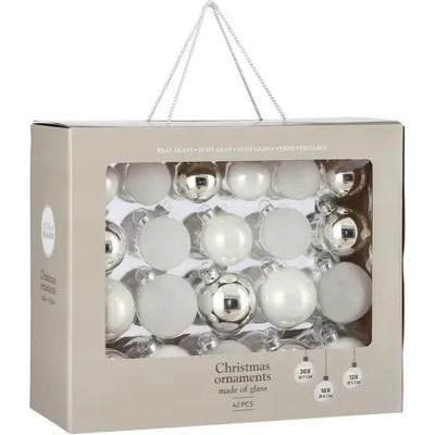 Ялинкова іграшка House Of Seasons Скляні кульки 42 шт D7 см D6 см D5 см Білі (8718861800692) Вінниця - фото 1